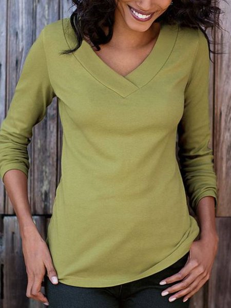 

Top con Scollo a V Casuale, Verde, Blouses & Shirts