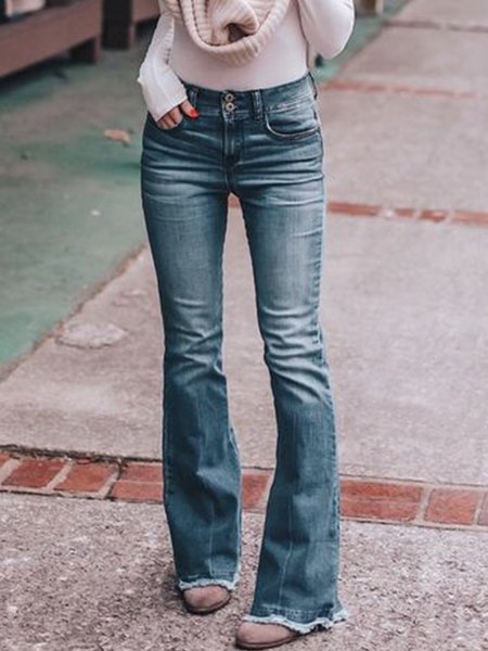 

Slim-fit denim flared Jeans, Blue, Bottoms