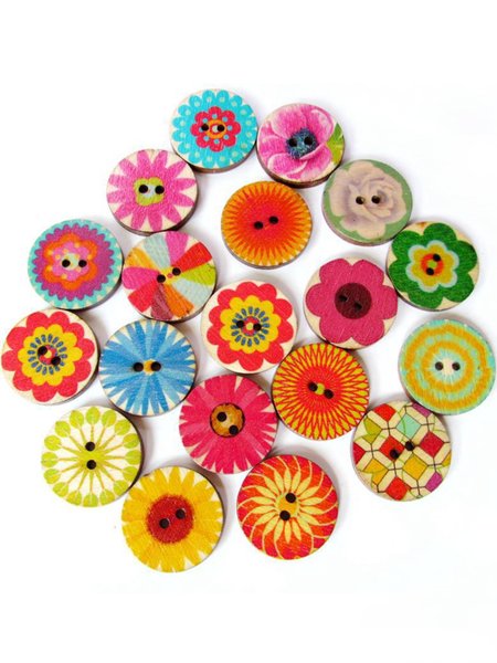 

100Pcs Multi-Color Wooden Buttons Round Sewing Buttons For DIY Craft Bag Hat Clothes Decoration 20mm, Multicolor, Women Brooches & Pins