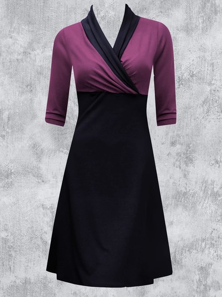 

Cotton-Blend Long Sleeve Sweater Dress, Black-purple, Dresses