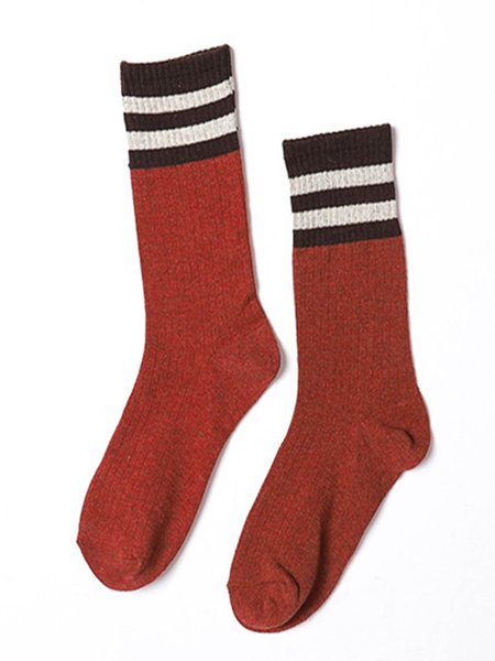 

Calzini Vintage Casuale a strisce Traspirante Caldo di Cotone, Vino rosso, Accessories
