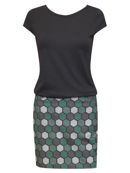 

Printed Short Sleeve Crew Neck Casual Knitting Dress, Black, Email discount