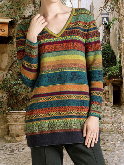 Long Sleeve Knitted Sweater, Green, Sweaters