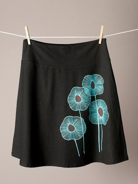 

Mini Gonna taglia grande Vintage di Misto Cotone Floreale, Nero, Skirts