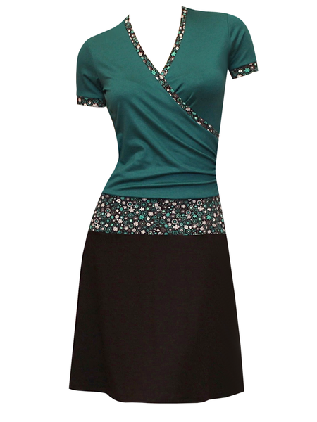 

Printed Short Sleeve Casual V Neck Knitting Dress, Blue, Dresses