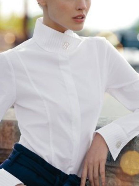 

Women Cotton-Blend Long Sleeve Shift Top, White, Blouses and Shirts