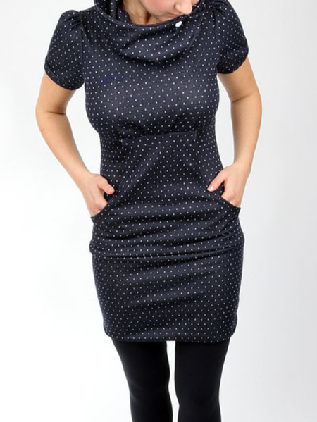 

Plus size Polka Dots Short Sleeve Knitting Dress, Purplish blue, Email discount