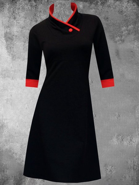 

Plain 3/4 Sleeve Casual Dresses, Black, Dresses
