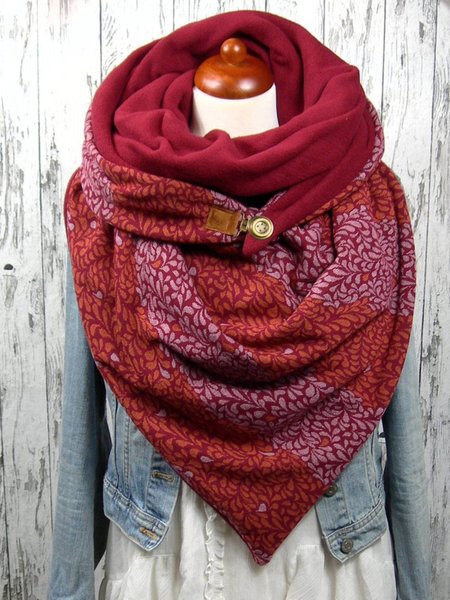 

Red Printed Casual Scarves, Echarpe