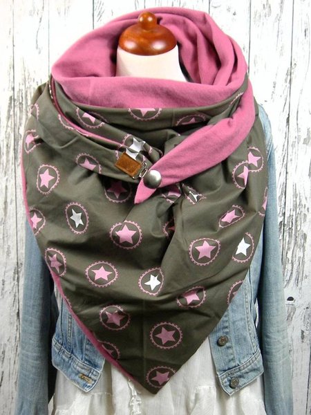 

Pink Star Printed Casual Scarves, Scarves&Gloves