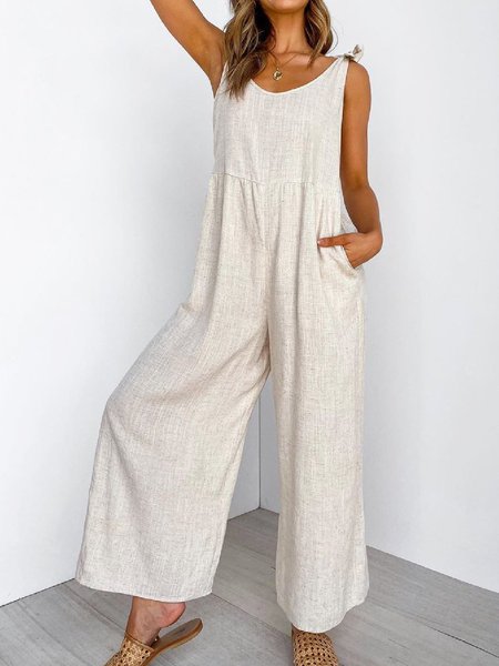 

Tuta da lavoro Casuale taglia grande senza maniche, Beige, Tops