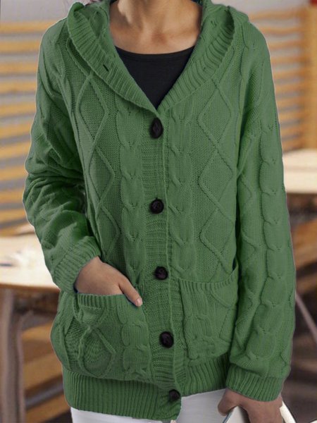 

Women Casual Plus Size Hoodie Sweater Cardigan, Emerald, Knitwear & Sweaters