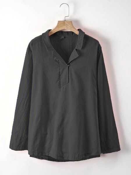 

Casual Long Sleeve Round Neck Plus Size Tops, Black, Tops