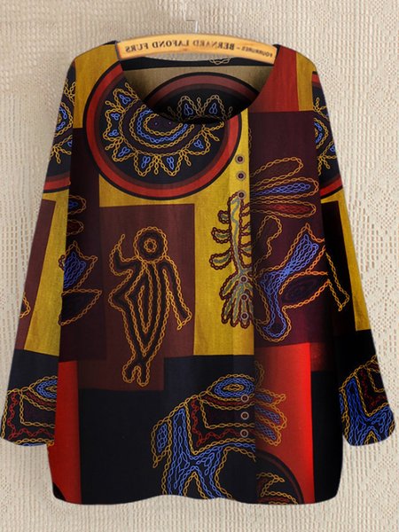 

Plus Size Long Sleeve Casual Crew Neck Shirts & Tops, Yellow, Tops