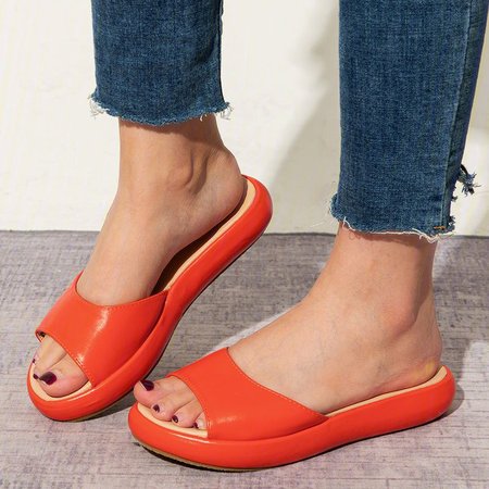 

Women's Fashion Footbed Peep Toe Slip On Slide Sandals, Yellow, Sandals