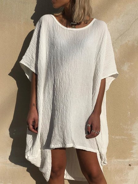 

Abito a Girocollo Casuale a Mezza Manica, Albicocca, Mini Dresses