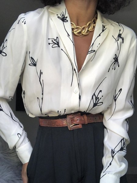 

Top taglia grande Stampato Floreale a Maniche Lunghe Casuale, Bianco, Blouses & Shirts