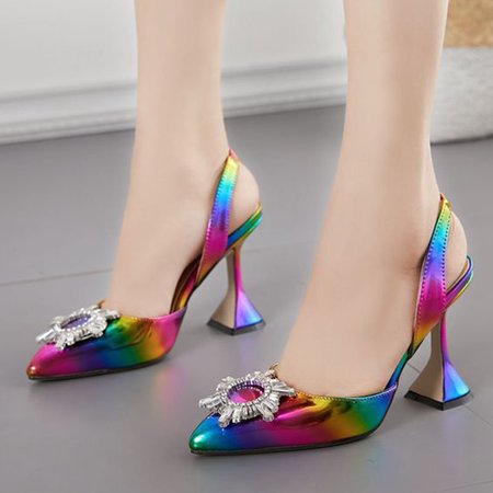 

Multicolor Pu Summer Spool Heel Sandals, Flat & Loafers