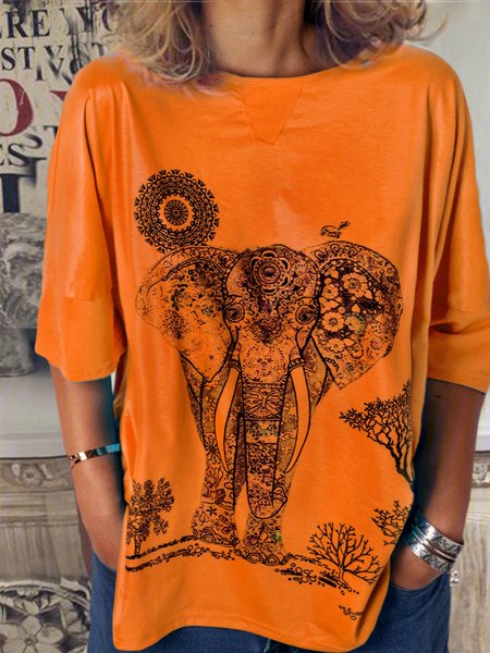 

zolucky Women Casual Loose Tops Tunic T Shirt, Orange, T-Shirts