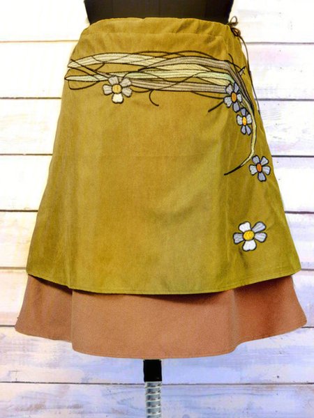 

Embroidered Floral Vintage Skirts, Yellow, Skirts