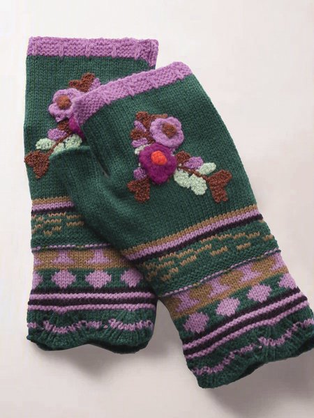 

Casual Knit Gloves Handwarmers, Purple, Women Gloves