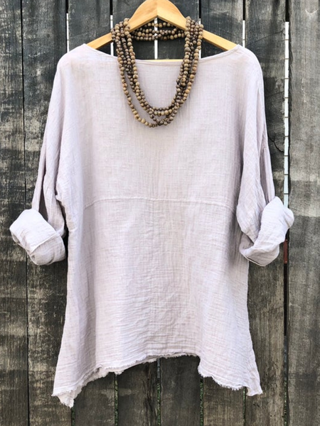 

Top a Girocollo a Maniche Lunghe Solido Casuale, Viola chiaro, Blouses & Shirts