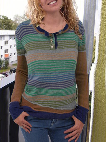 

Long Sleeve Knitted Shirts & Tops, Red brown, Auto-Clearance