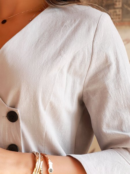 

Abito con Scollo a V di Cotone, Grigio chiaro, Casual Dresses