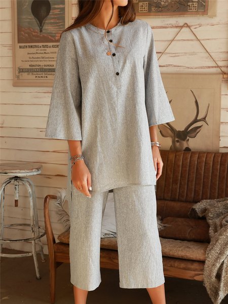 

Camicetta Dritto di Cotone, Grigio chiaro, Blouses & Shirts