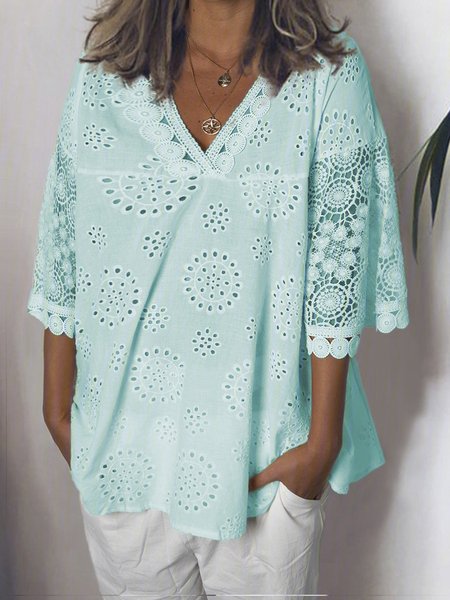 

Women Cutout Blouse T Shirt Tunic Tops, Sky blue, Tops