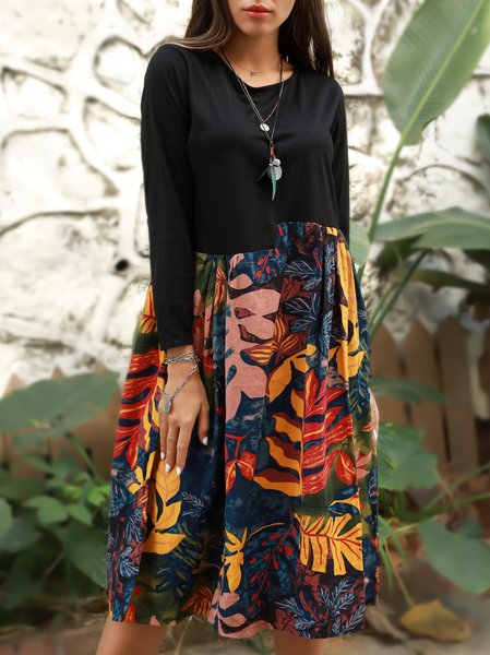 

Flower Swing Vintage Floral Cotton Weaving Dress, Dresses