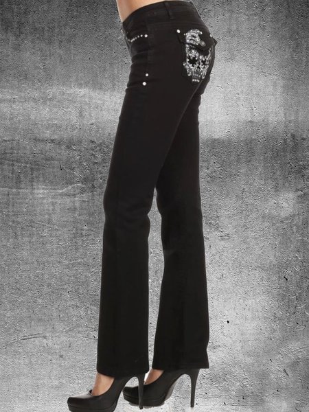 

Denim Casual Pants, Black, Pants