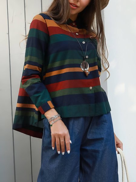 

Top a Striscia Dritto a Maniche Lunghe, Blouses & Shirts