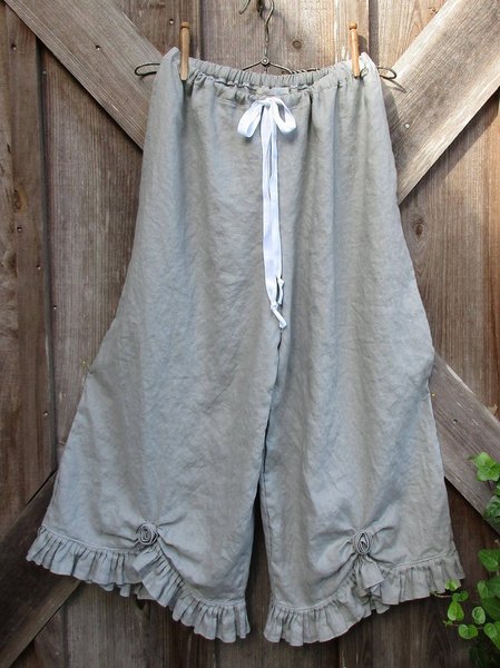 

Gray Vintage Cotton Shift Pants, Shorts
