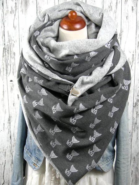 

Grey Floral Casual Scarf, Scarves & Gloves