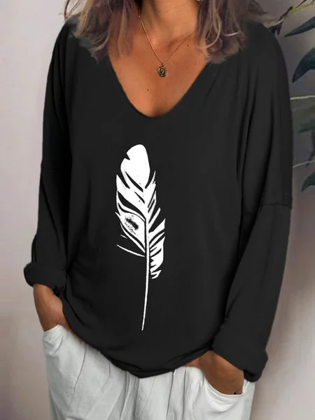 

Women Long Sleeve Casual Cotton-Blend Top, Black, Blouses & Shirts
