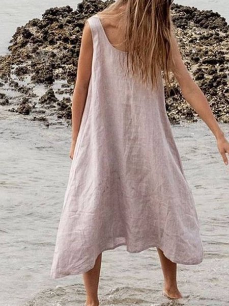 

Red Casual Plain Cotton-Blend Crew Neck Weaving Dress, Email discount
