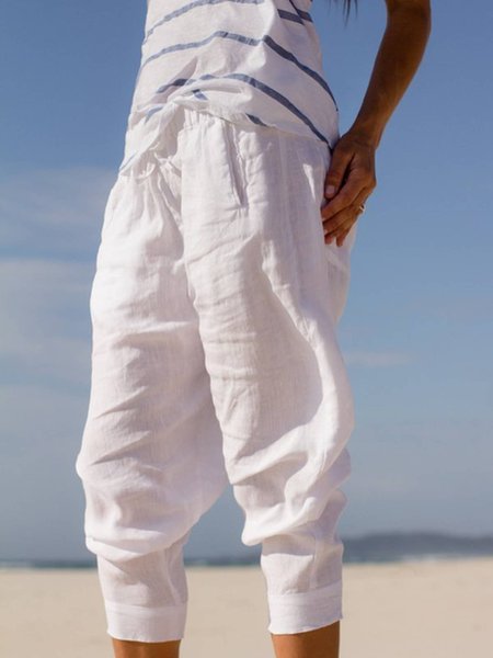 

Pantaloni Casuale Tinta unita, Bianco, Bottoms