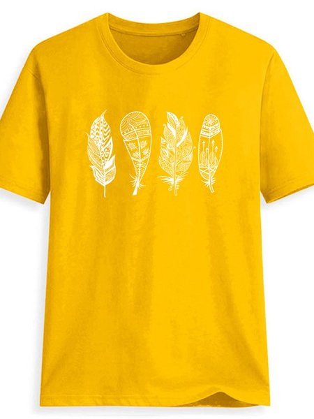

Geometric Boho Crew Neck T-shirt, Yellow, Tees & T-shirts