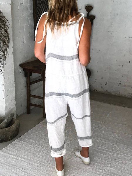 

zolucky White Casual Shift Pockets Cotton-Blend Overalls, Jumpsuits