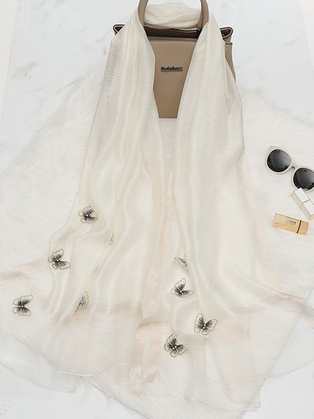 

Printed Holiday Elegant Scarf, White, Scarves