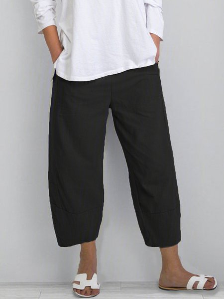 

Women Cotton Pants Spring Summer Casual Pants, Black, Pants