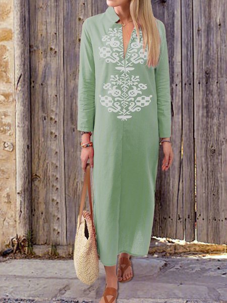

Caftan Tibal Summer Weaving Dress Shift Beach Holiday Maxi Weaving Dress, Lightgreen, Casual Dresses