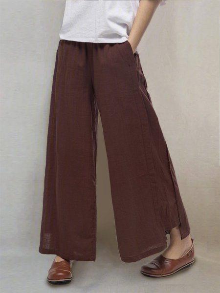 

Pantaloni Taglia Grande Casuale Tasche Solido Sciolto, Vino rosso, Pants