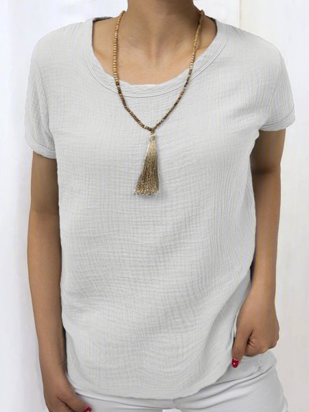 

Casual Linen T-Shirts, Light gray, T-Shirts