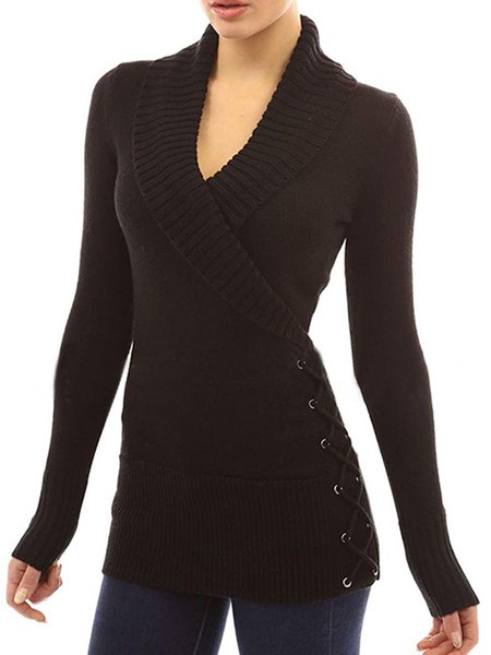 

Knitted Sheath Elegant Sweater, Black, Sweaters