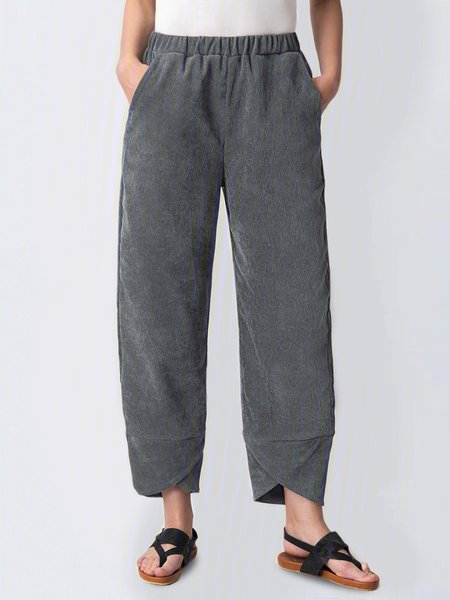

Women's Pants Trousers Tulip Hem Elastic Waist Pockets Baggy Full Length Workout Corduroy Pants Baggy Fashion, Gray, Pants
