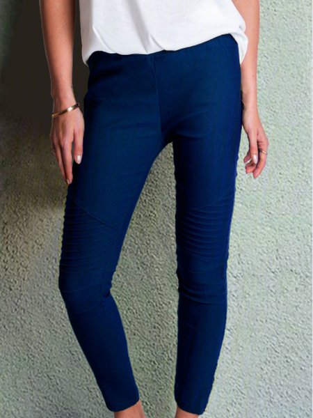 

Solid Cotton Paneled Plain All Season Pants, Navy blue, Pants