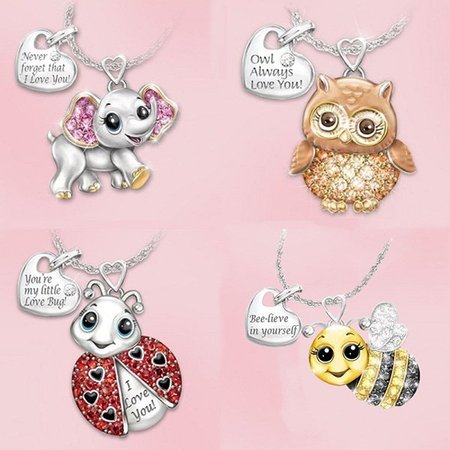 

Fashion Animals Crystal Diamond Pendant Necklace, Anniversary Lover's Jewelry Gift, Bee, Necklaces