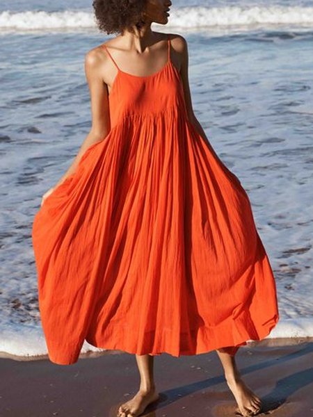 

Abito Rosso-arancio Altalena di Cotone da Vacanza, Summer dresses